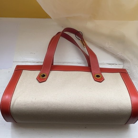 Loro Piana leather trim canvas baguette bag - Picture 14 of 16